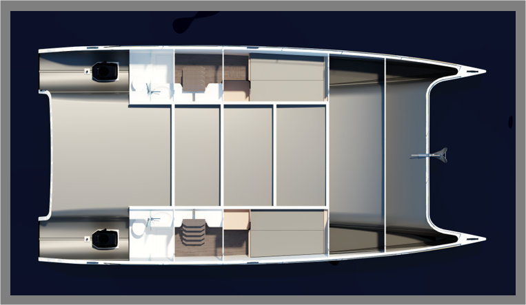Lower deck plan of the CAT 12.0 Cruise